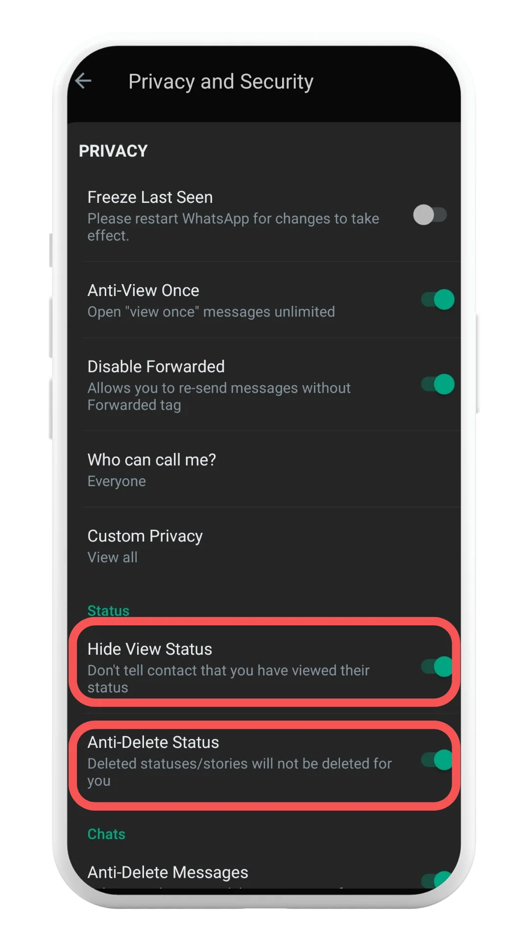 Status-Features